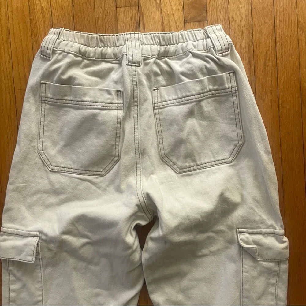 Pacsun Baggy Cargo Jeans Off-white - Size Small - Picture 3 of 8